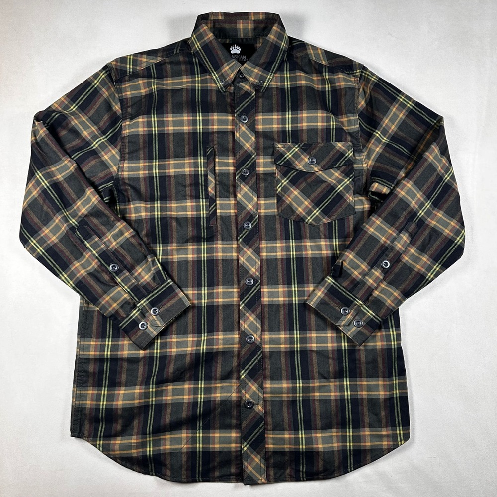 Alaskan Hardgear Shirt Mens Medium Plaid Button Down Green Duluth Trading Co